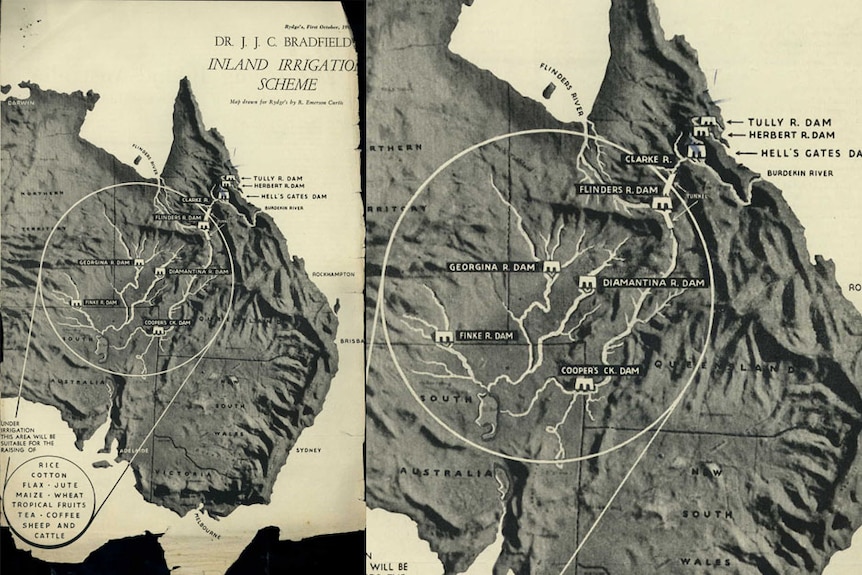 A black and white image of part of Australia showing details of how the scheme would work.