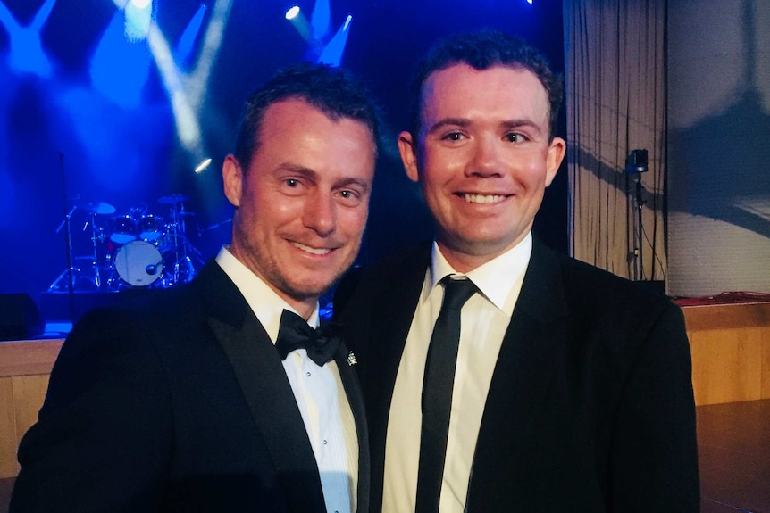Archie Graham with Lleyton Hewitt at the 2017 Newcombe Medal ceremony.