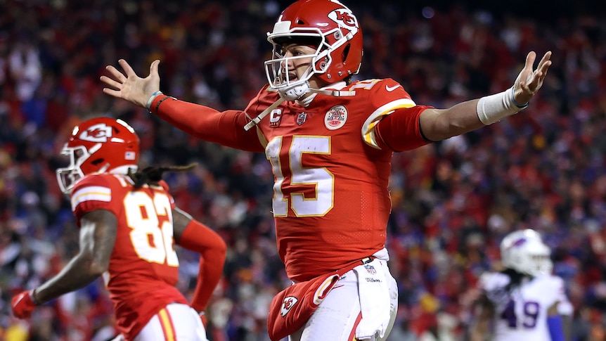 Patrick Mahomes celebrates a touchdown