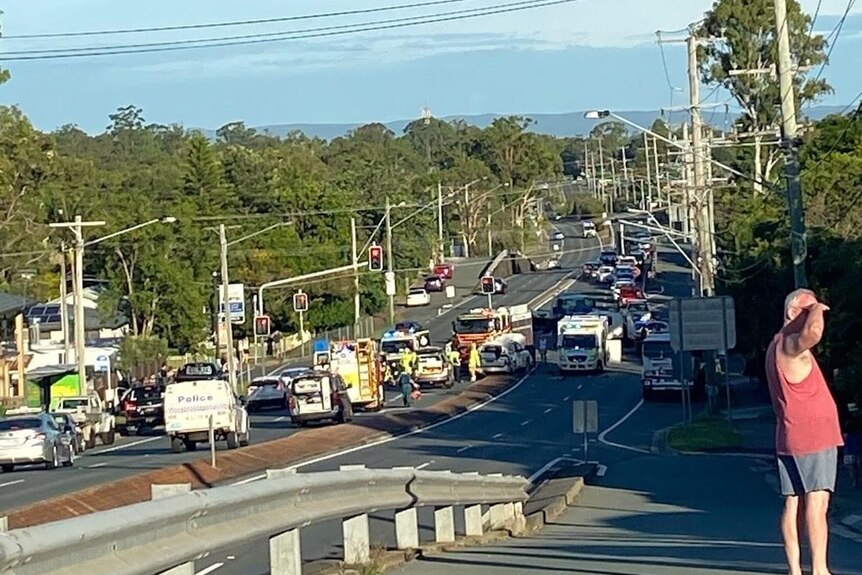 Police and emergency at scene of double fatal accident on Finucane Road at Alexandra Hills on Brisbane's bayside