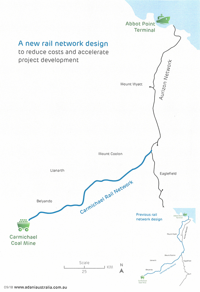 Map of proposed Carmichael Rail Network in north Queensland