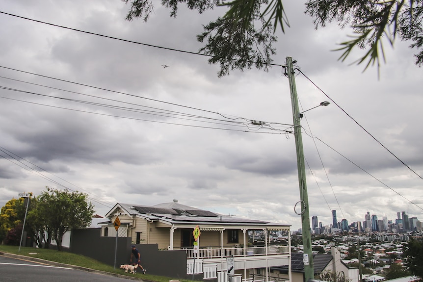 Planes head over homes in the Brisbane suburb of Bulimba.