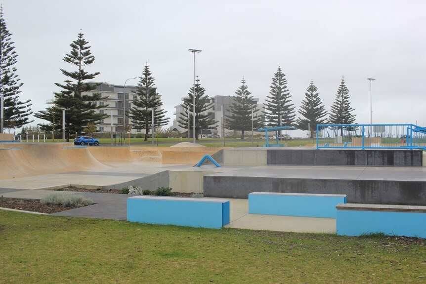 A concrete skate park