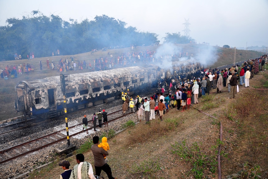 Deadly blaze: officials say seven people died in the train fire.