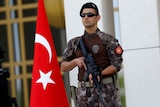 Turkish special forces stand guard.