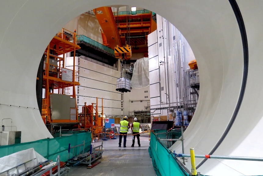 The inside of a nuclear reactor building