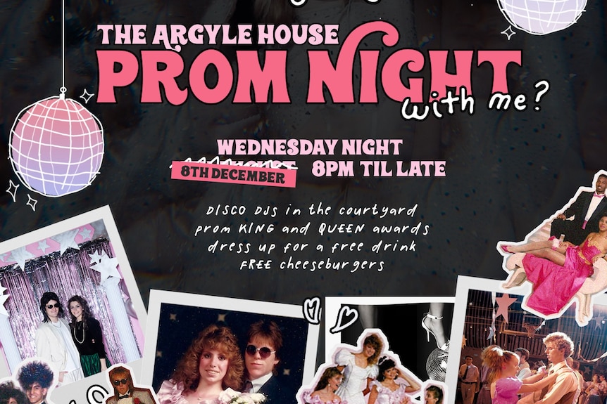 A flyer advertising a "prom night" at a nightclub.