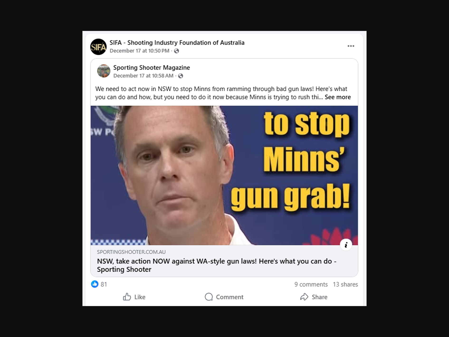 Agarrão de arma de Minns