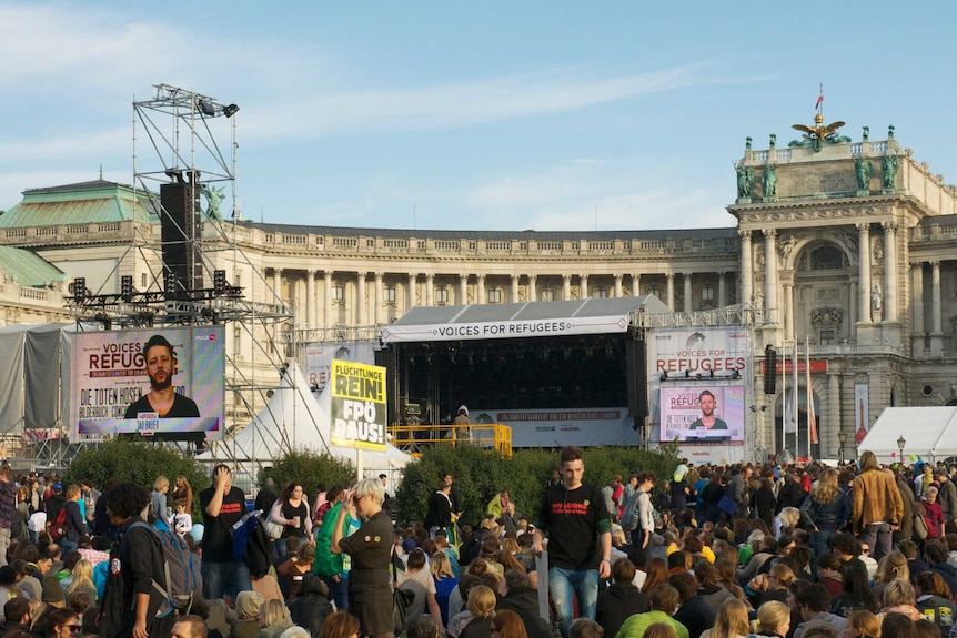 Record-breaking crowds gathered in Vienna's Hero's Square