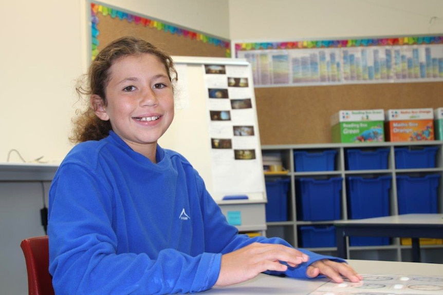 Marangaroo Primary School student Mikayla Koppel in the classroom.