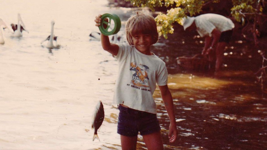 Grant Saunders fishing when he was around 8 years old