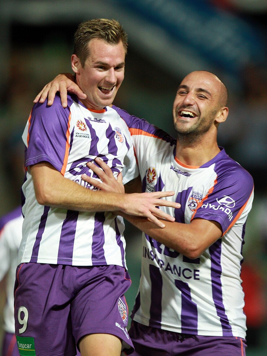 Top of the pile: Smeltz now holds the A-League goals record after his bag of four.