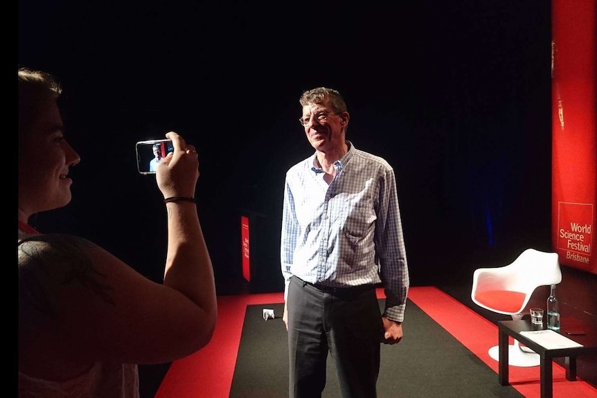 Ian Frazer on stage at the World Science Festival in Brisbane March 2017.