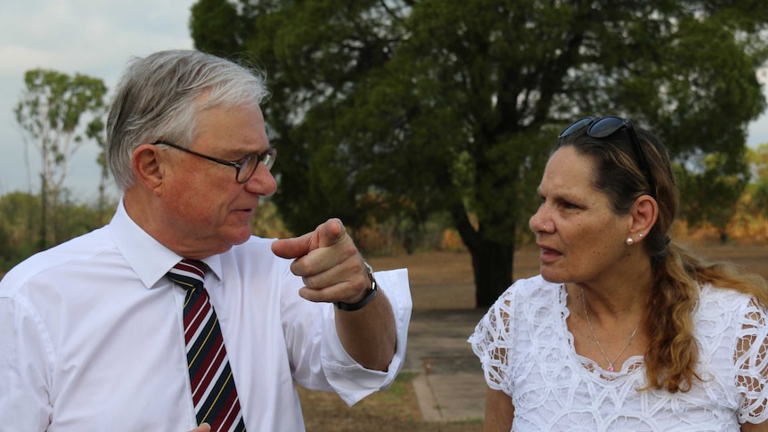 Commission chair Peter McClellan and abuse victim Sandra Kitching