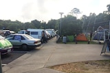 Tents erected at Pacific Highway rest stop