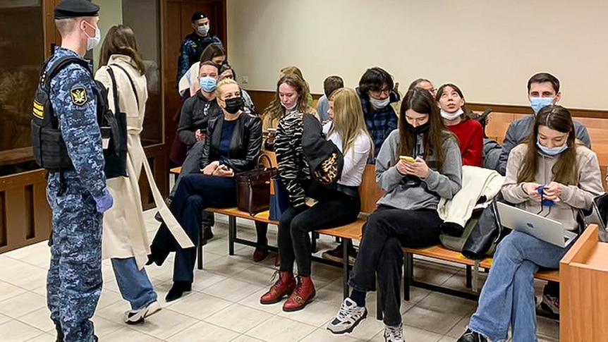 Navalny's wife Yulia sits in court