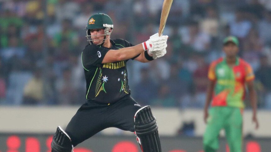 Aaron Finch bats during the ICC World Twenty20 in Bangladesh