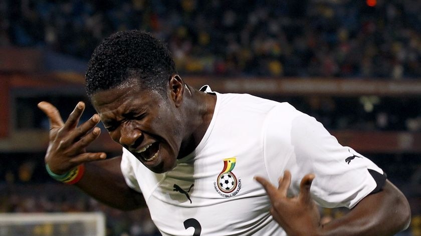 Asamoah Gyan scored the winning penalty for Ghana after Zdravko Kuzmanovic in the box.