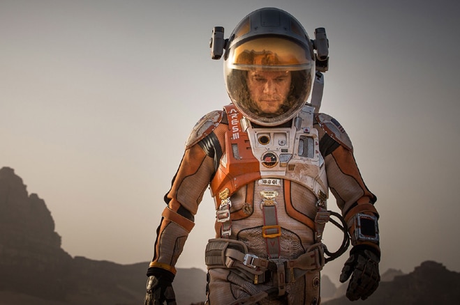 Astronaut Mark Watney stranded on Mars and presumed dead in the movie The Martian