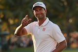 Adam Scott celebrates victory at the WGC event in Miami