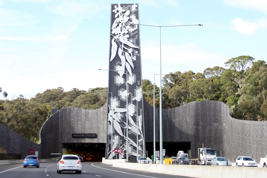 Cars enter the Eastlink tunnel in Melbourne.