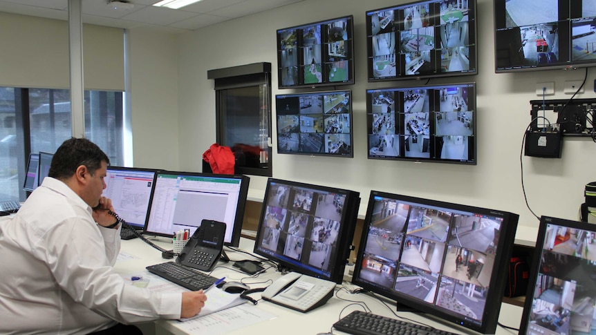Security screens help staff monitor the Bendigo hospital site