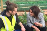 Jacqui Lambie with worker