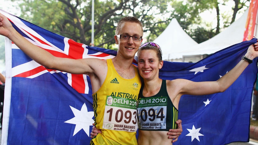 Jared Tallent and wife Claire won gold and silver respectively in the men's and women's 20km walk.