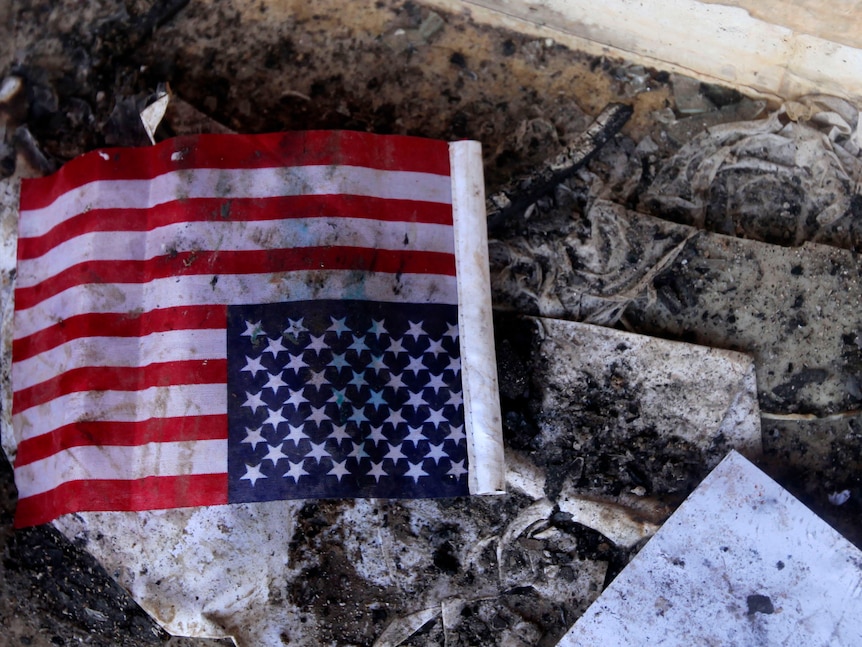 Charred US flag at consulate in Libya