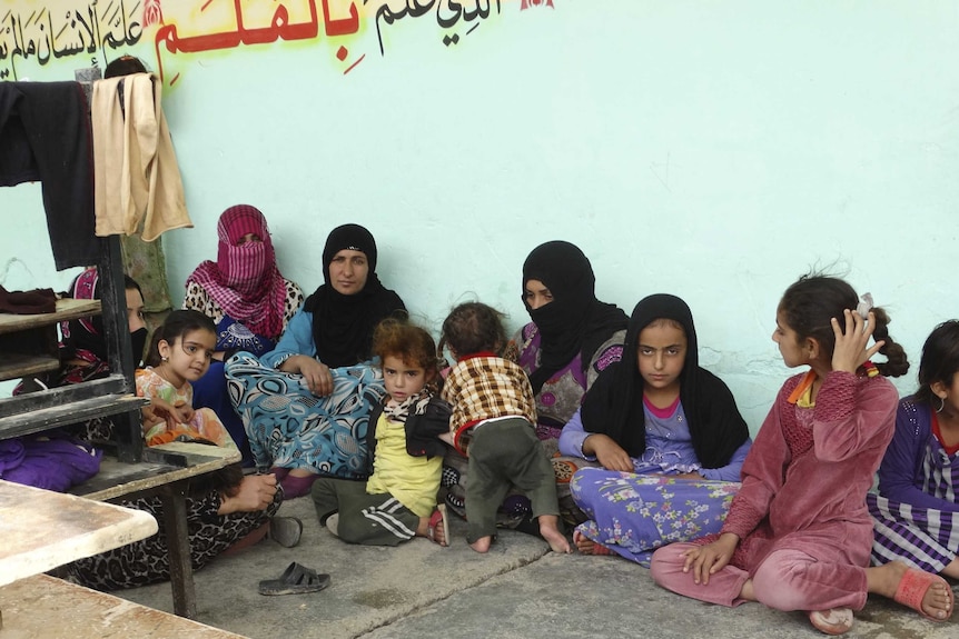 Refugees at school in city of Ramadi