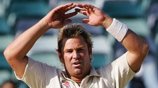 Shane Warne reacts during a frustrating day for Australia