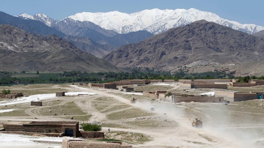 US Army vehicles patrol in Nangarhar province near the site of the bombing.