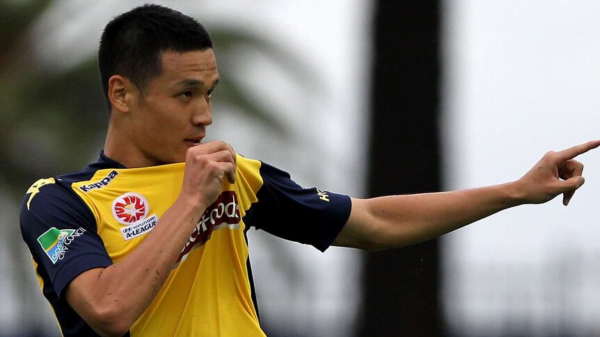 Kim Seung-Yong celebrates goal against Sydney FC