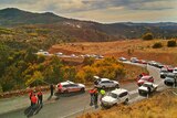 The union blockade of the Cotter Dam construction site began just before 5:00am.