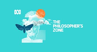 Logo for The Philosopher's Zone, which shows an ancient Greek statue, clouds and a butterfly.