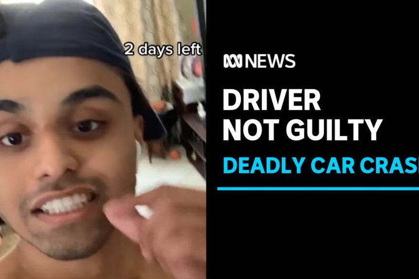 Driver Not Guilty, Deadly Car Crash: A shirtless man with a backwards baseball cap looks at the camera in selfie format.