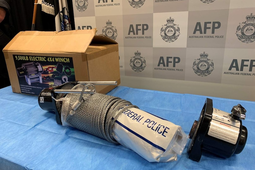 A winch allegedly used to conceal methamphetamines.