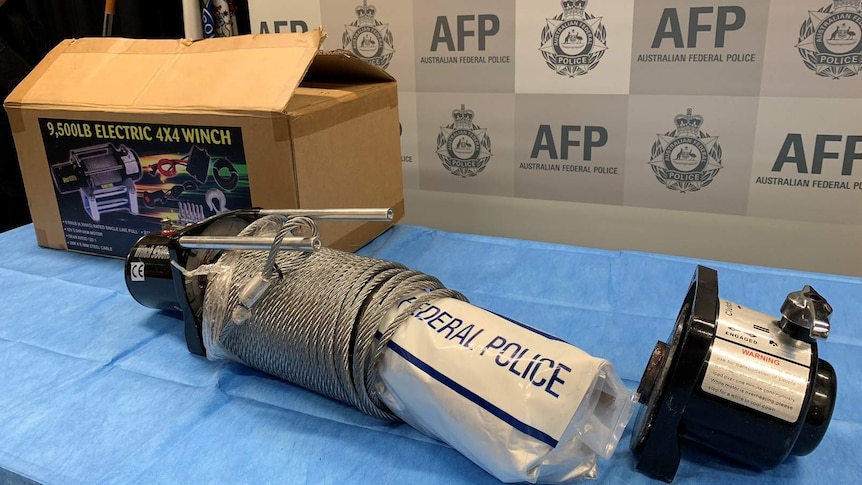 A winch allegedly used to conceal methamphetamines.