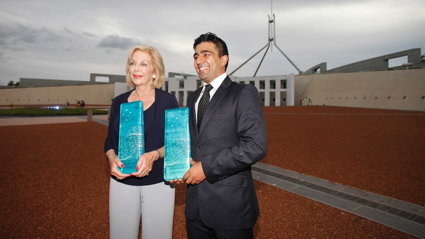 2013 Australian of the Year Ita Buttrose with Young Australian of the Year Akram Azimi