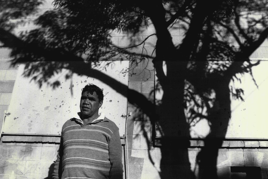 A black and white photo of Yalata community adviser Archie Barton.