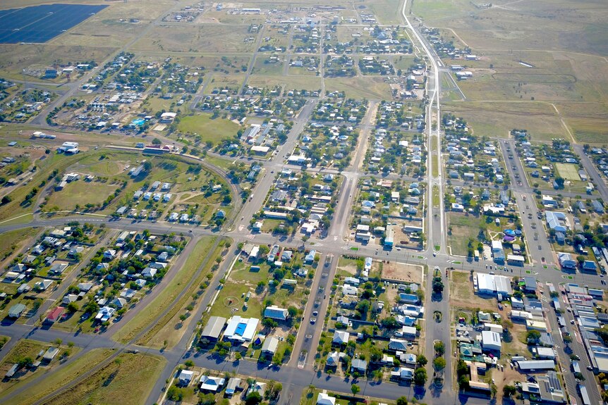 A birds eye view of a country town