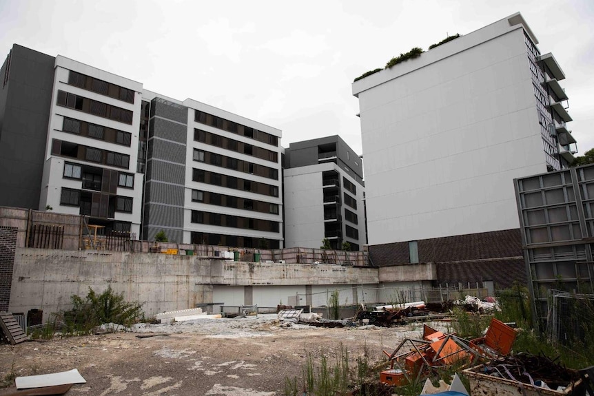 Empty space between other high-rise apartments