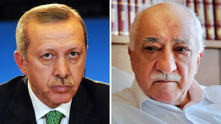 A composite image of Turkish President President Recep Tayyip Erdogan and US based Turkish Muslim cleric Fethullah Gulen.