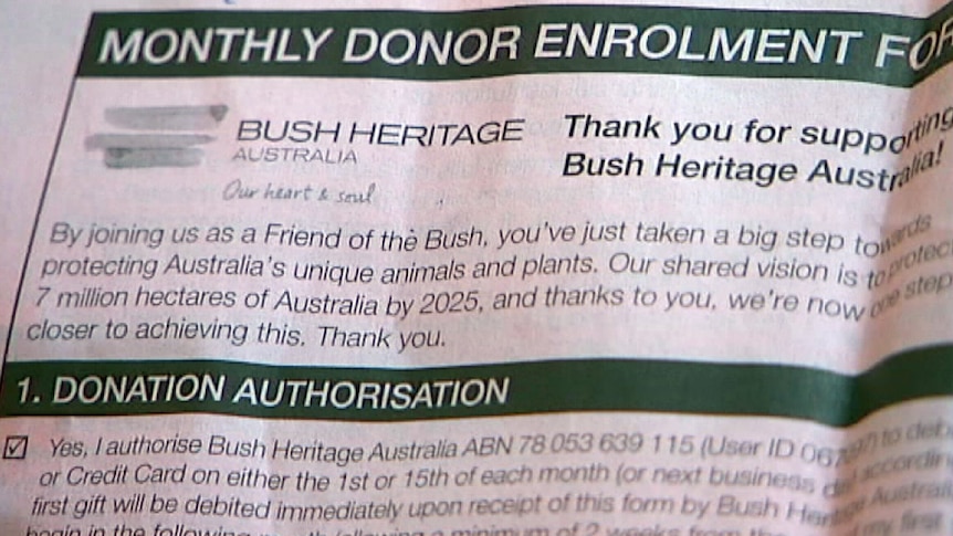 Donation form for Bush Heritage Australia