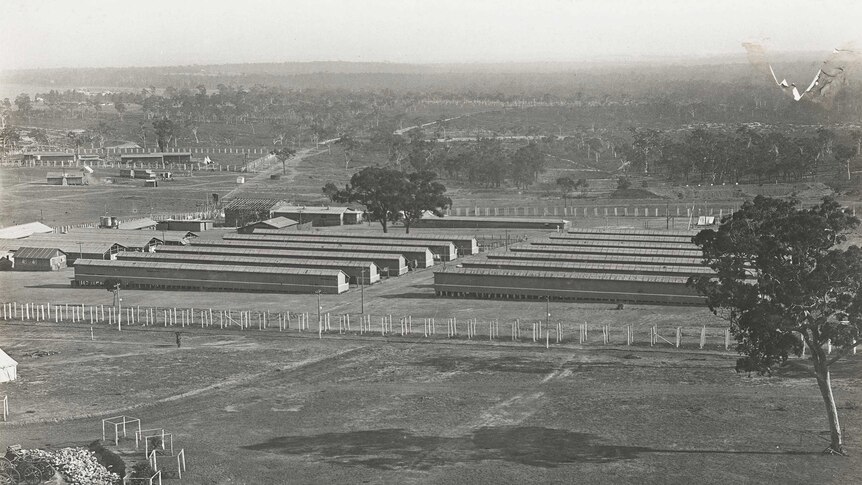 Elevated view of German internment camp, Holsworthy