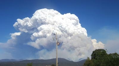 Vic bushfires: Smoke as seen near a property at Whitfield.