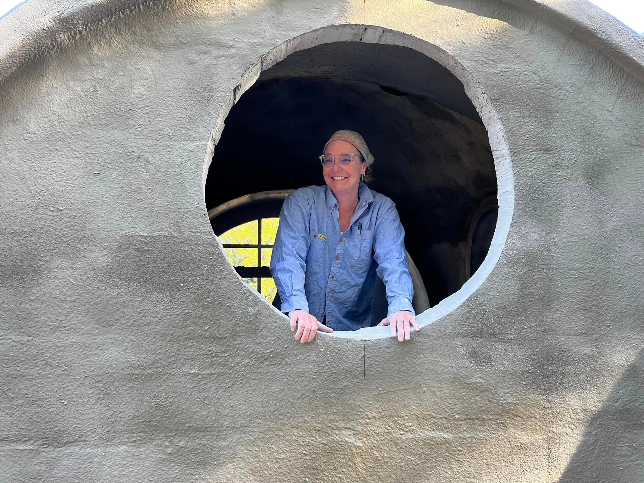 Cath Wild working on Aircrete Dome Elysian Falls