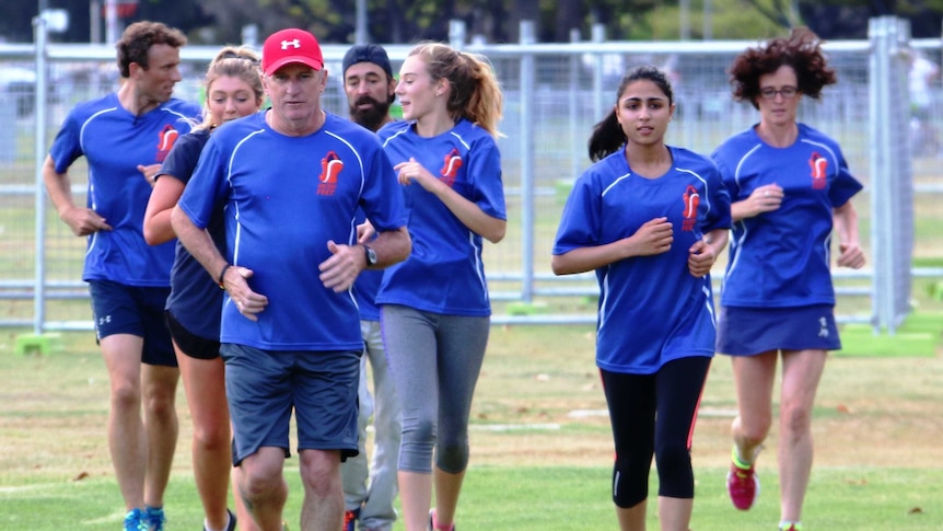 A group of On My Feet runners in a Perth park.