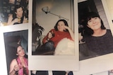 A collection of Polaroid photographs of a young brunette woman, drinking alcoholic beverages. 