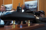 Japanese model submarine on display at industry briefing